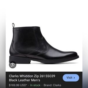 Clarks Originals Men’s 8.5 Whiddon Zip Boots Black Leather NWT